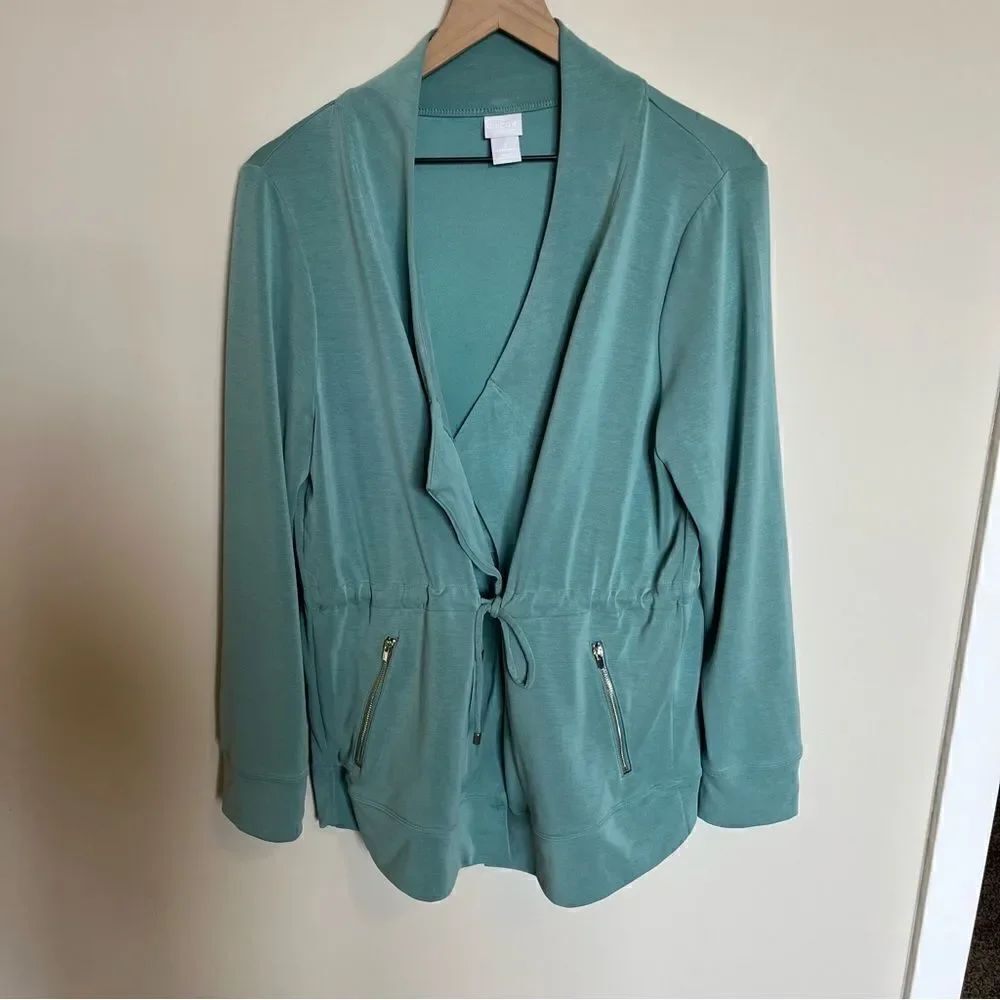 Chicos Zenergy Sandwashed Draped Jacket Size 2/Large/12 - Picture 2 of 12